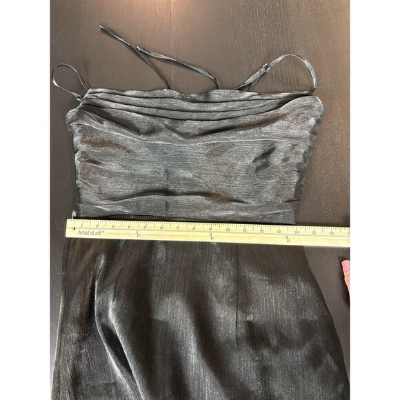 Superdown Lena Mini Dress Black Shiny Medium Adjustable Straps Drape Neck - Picture 9 of 16